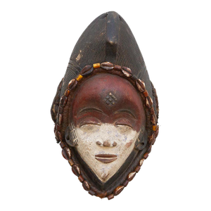 Red & White Painted African Chokwe Mask