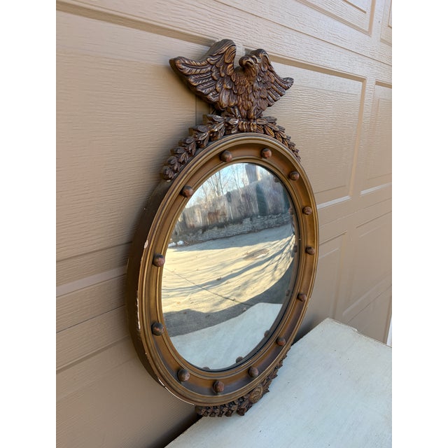 American American Federal Giltwood Eagle Bullseye Convex Mirror For Sale - Image 3 of 14