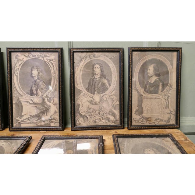 Jacobus Houbraken, Portrait Composition, Engravings, Framed, Set of 12 For Sale - Image 4 of 8