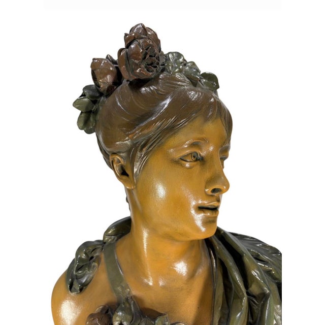 Carrier-Belleuse Patinated Plaster Female Bust For Sale In Miami - Image 6 of 7