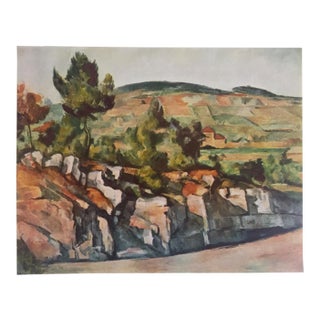 Vintage 1952 Authentic Lithograph Print " Mountains in Provence " After Paul Cezanne 1886 For Sale