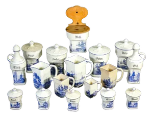 Tableware from Delft Ceramics, Holland, 1800s, Set of 17