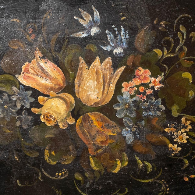 Black Late 19th Century Tole Painted Tray For Sale - Image 8 of 9