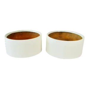 Mid 20th Century White Fiberglass Planter Pots Attributed to Habitat - A Pair