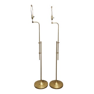Late 20th Century 1980’s Alsy Brass Adjustable Floor Reading Lamps - a Pair For Sale