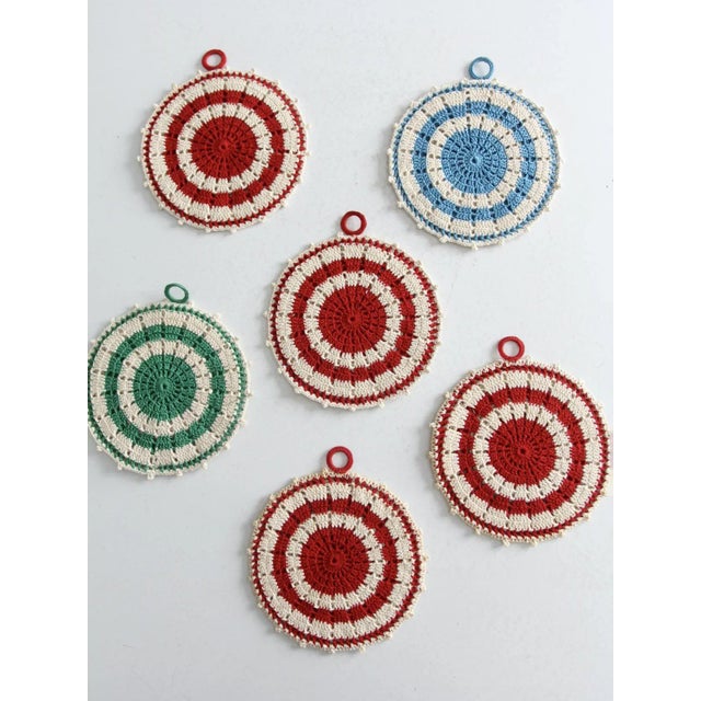 Vintage Handmade Crotchet Pot Holders Set of 6 For Sale - Image 9 of 10