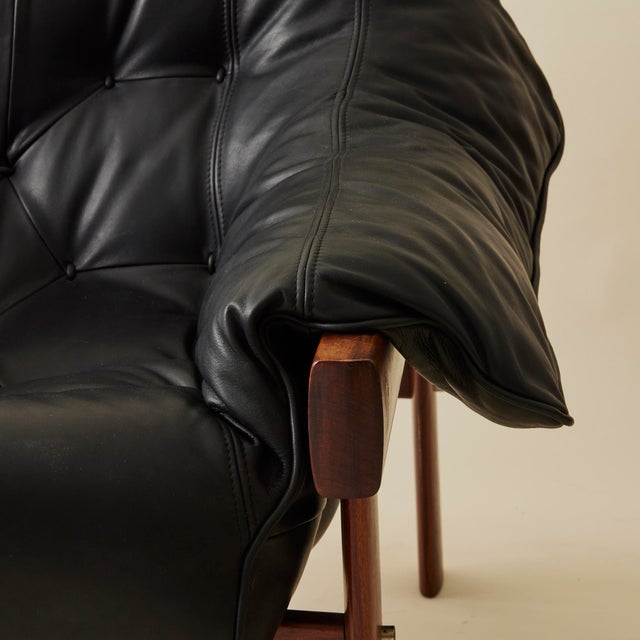 Percival Lafer "Mp-41" Leather and Rosewood Chair in Black Leather, 1960's For Sale - Image 9 of 12