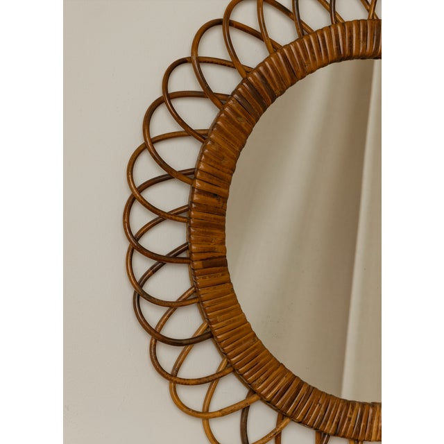 Mid-Century Modern Mid 20th Century Italian Rattan Mirror For Sale - Image 3 of 4