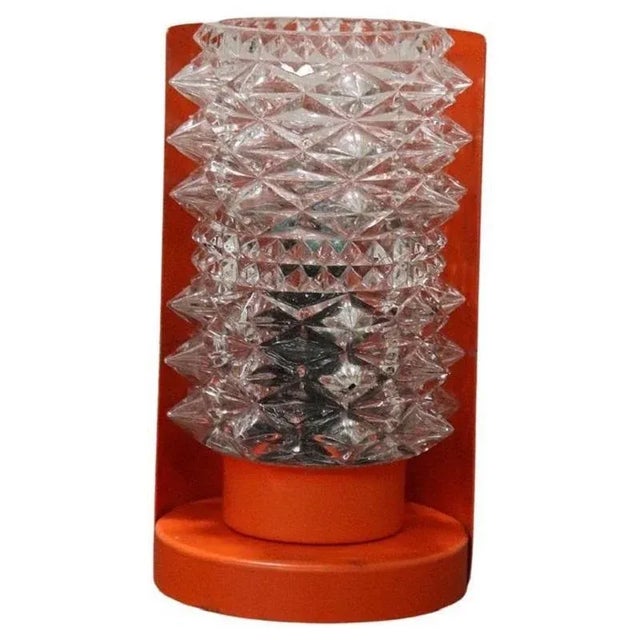 Mid-Century Italian Murano Glass and Orange Metal Table Lamp, 1950s For Sale - Image 9 of 9