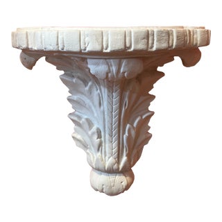 Mid 20th Century Matte White Neoclassical Style Plaster Wall Shelf For Sale