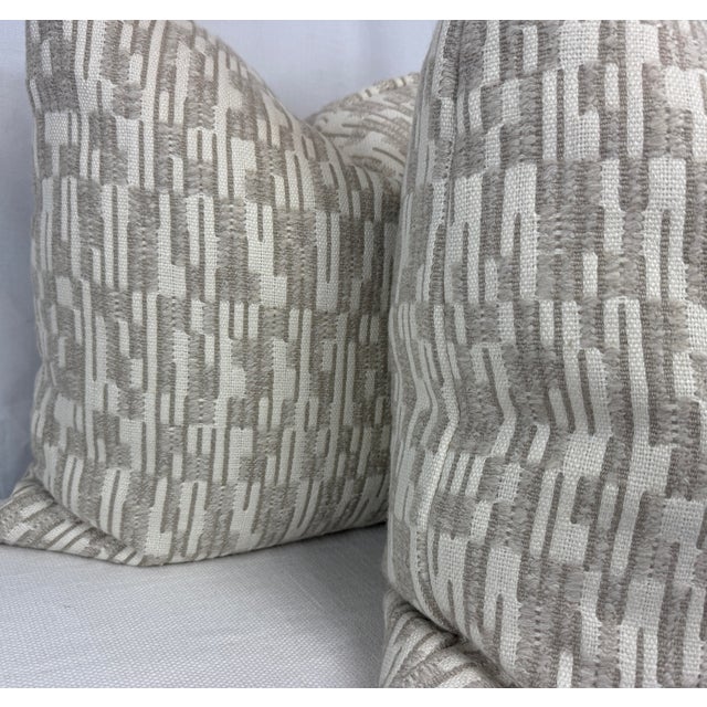 Custom pair of 22" pillows covered in Zak & Fox "Sayat" in color 06. These pillows have tapered corners to prevent dog...