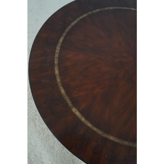 Drexel Round French Empire Mahogany Inlaid Pedestal Center Table For Sale - Image 9 of 12