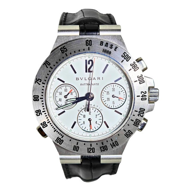 18k(750) White Gold Bvlgari Diagono Men's Watch For Sale