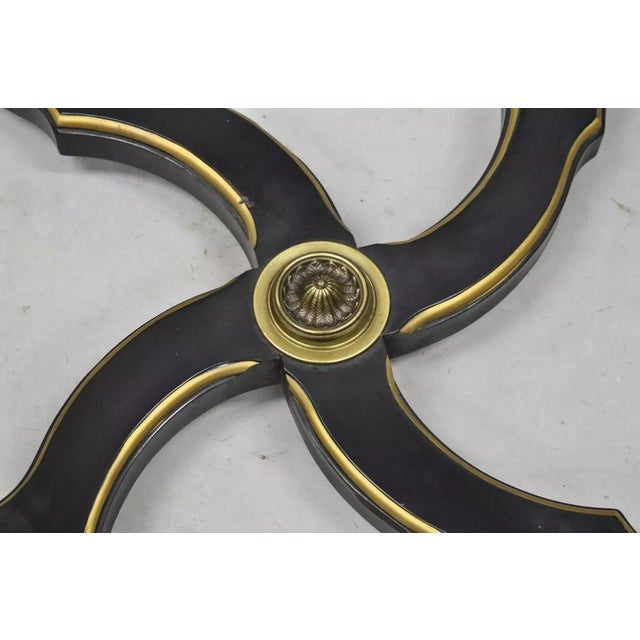 Mid 20th Century Vintage Italian Hollywood Regency Style Black and Gold Glass Top Coffee Table For Sale - Image 5 of 10