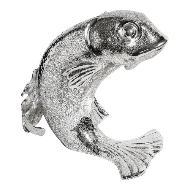 1970s Silver Fish Ice Bottle Cooler, Huge, Italian Silver Plate For Sale