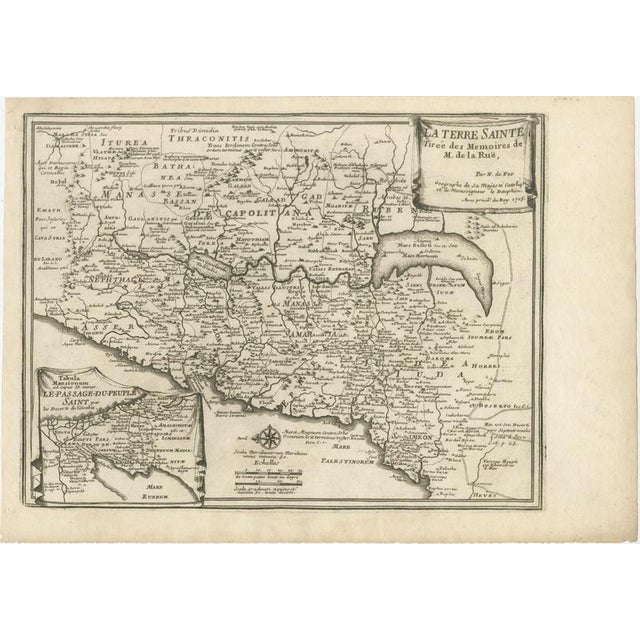 Antique Biblical Holy Land Map, 1703 For Sale - Image 4 of 10