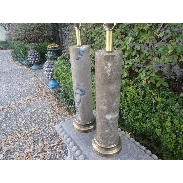 Stone Mid-Century Modern Marble Lamps-A Pair For Sale - Image 7 of 13