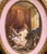 Wood Pair Mid-Century French Painted Genre Scene Oval Glass Pendants in Gilt Frames For Sale - Image 7 of 11
