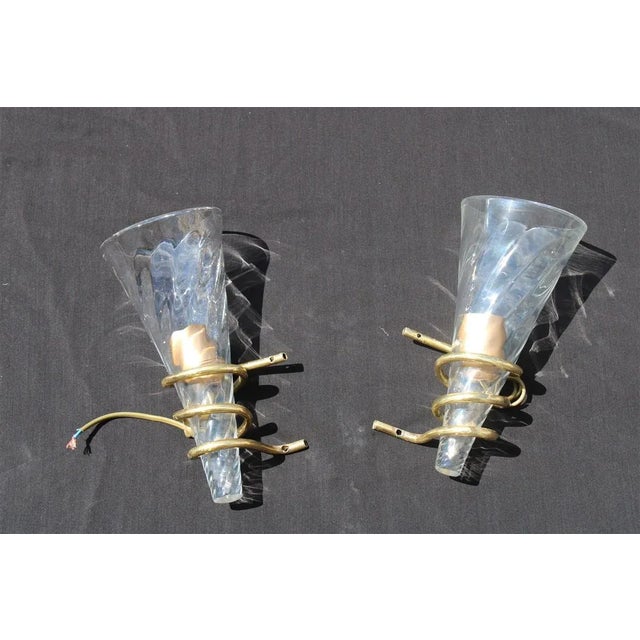 Brass and Murano Glass Wall Lamps, Italy, 1970s, Set of 2 For Sale - Image 11 of 11