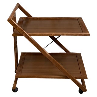 Folding Wooden Serving Cart, 1960s For Sale