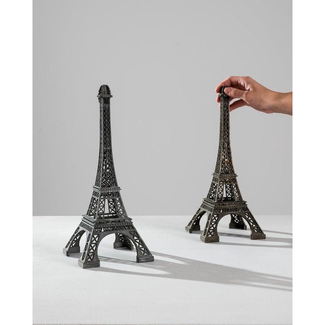 French Provincial Metal Eiffel Tower Decoration, a Pair For Sale - Image 3 of 9