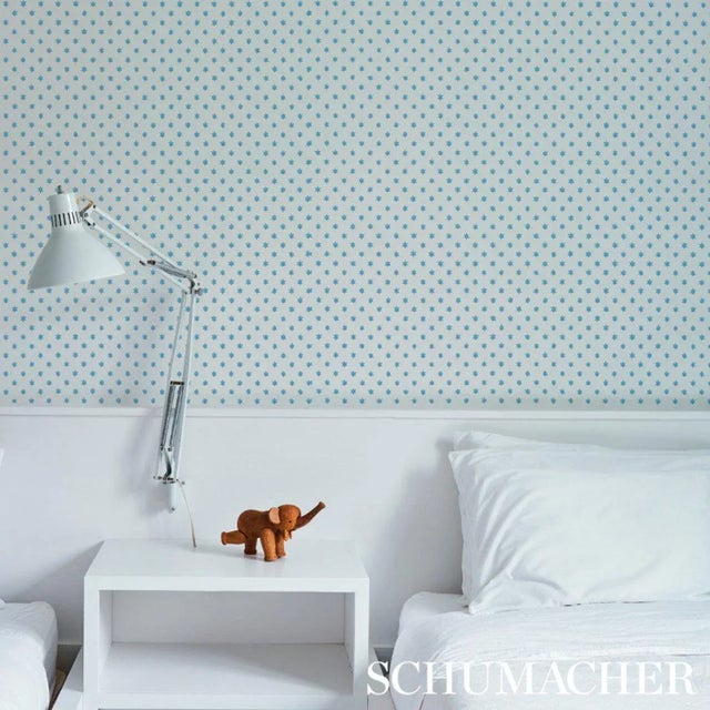 Contemporary Schumacher Astral Wallpaper in Blue - 11 Yards For Sale - Image 3 of 4