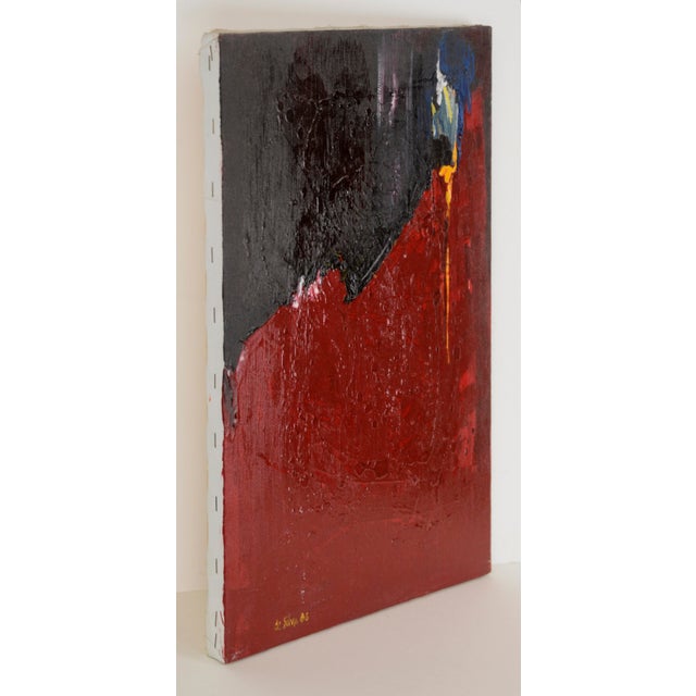1980s Red and Black Abstract Expressionist - Tribute to Jose Guerrero by Ricardo De Silva For Sale - Image 5 of 8