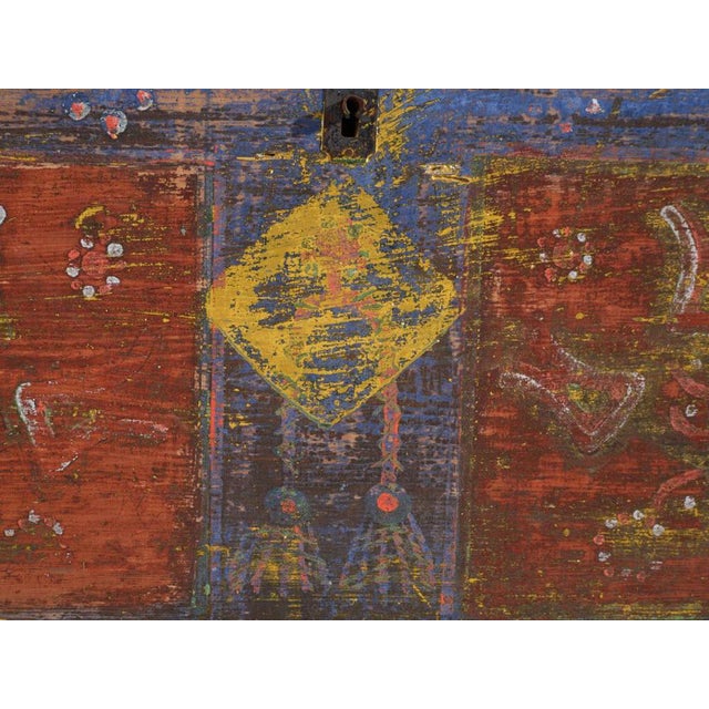 Antique Red Colored Trunk in Wood For Sale - Image 11 of 13