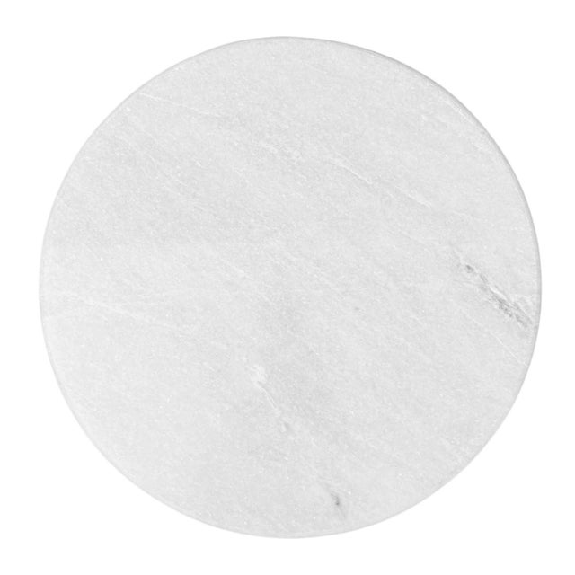 Contemporary Deco White Marble & Nickel End Side Table For Sale - Image 3 of 9