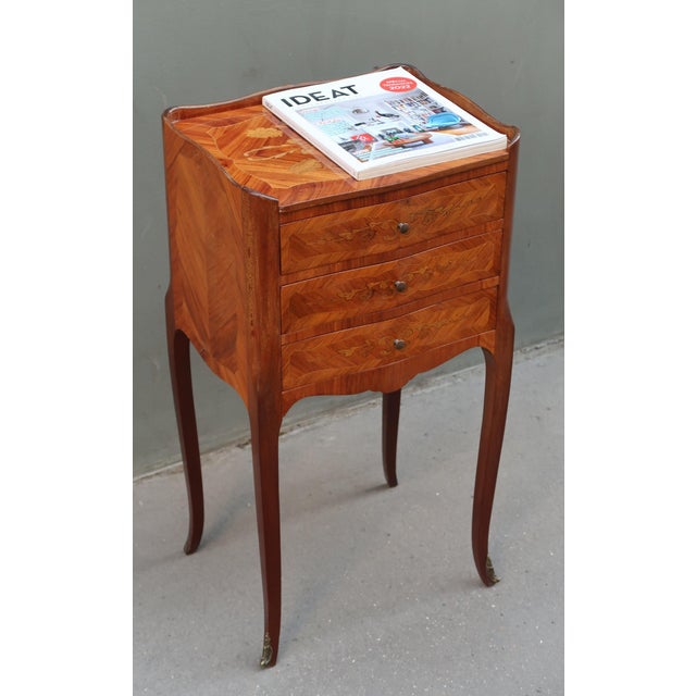 Wood French Antique Louis XV Style Side Table Nightstand For Sale - Image 7 of 11