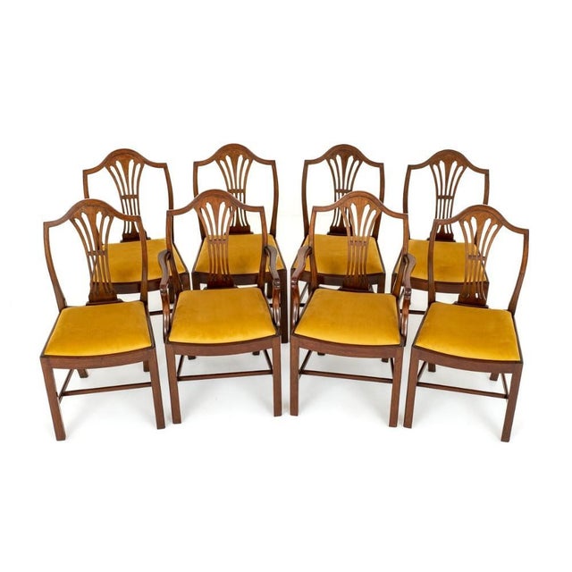 Hepplewhite 6 Dining Chairs and 2 Armchairs in Mahogany, 1890s, Set of 8 For Sale - Image 16 of 16