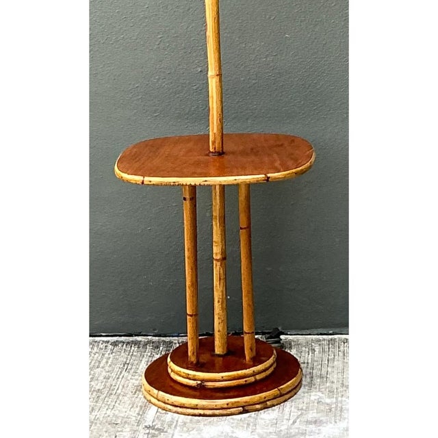 Mid 20th Century Vintage MCM Bamboo Floor Lamp With Integrated Table For Sale - Image 5 of 13