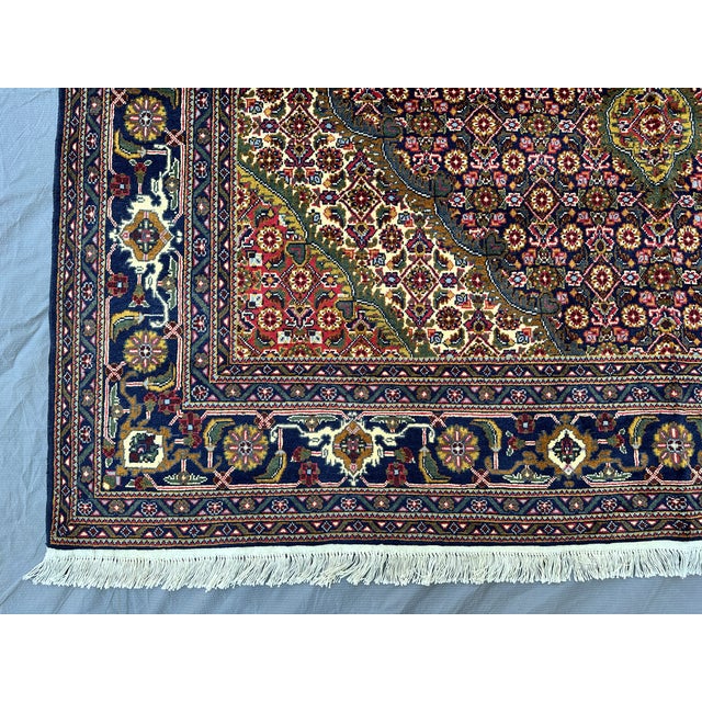 2000 - 2009 Multicolor Tabriz Mahi Hand-Knotted Wool Rug - 6'5" X 9'9" For Sale - Image 5 of 12