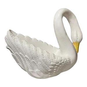 1970s Large Italian Hand Painted Ceramic Swan Sculpture Planter