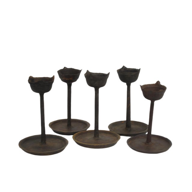 Brown Vintage Oil Burner or Candle Holder, Set of 5 For Sale - Image 8 of 8