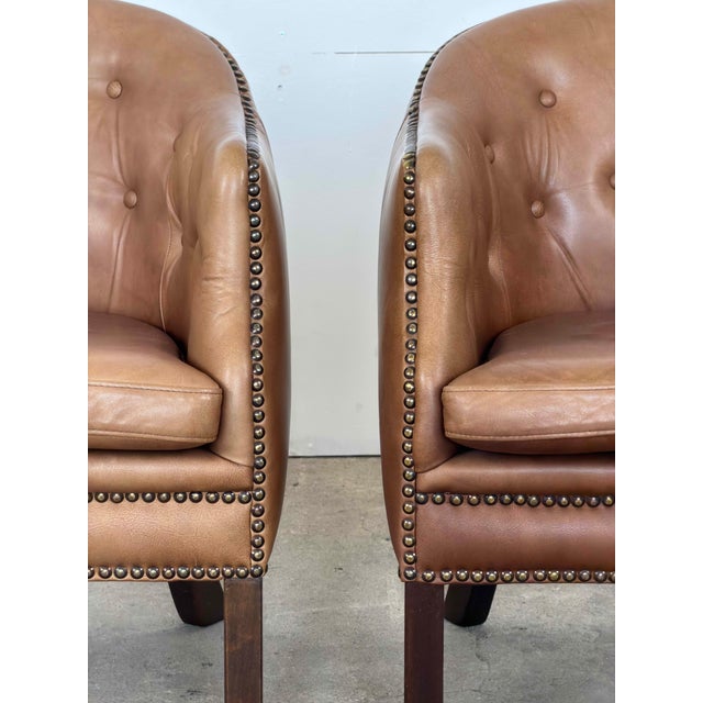 1980s Mid-Century Modern Danish Leather Club Chairs from Wiels Møbler, 1985, Set of 2 For Sale - Image 5 of 11