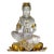 Vintage Liuli Crystal Lotus Guanyin Statue With Gilt Accents and Original Silk Box For Sale