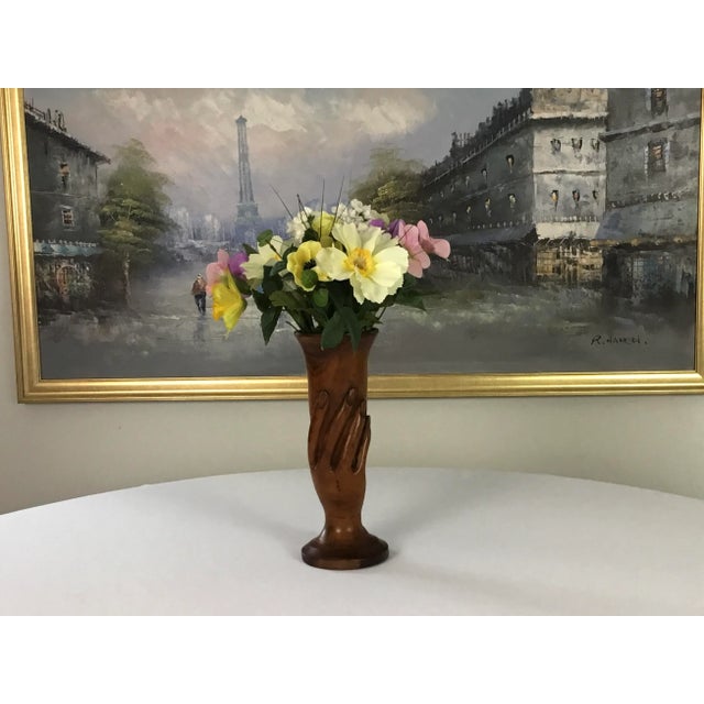 1930s Hand Carved Walnut Vase For Sale - Image 4 of 7