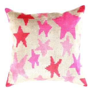 Contemporary Decorative Accent Handmade Ikat Pillow For Sale