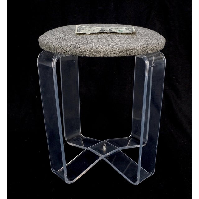 Mid 20th Century Bent Lucite Basket Weave Upholstery Piano Stool Bench Mid Century Modern MINT! For Sale - Image 5 of 8