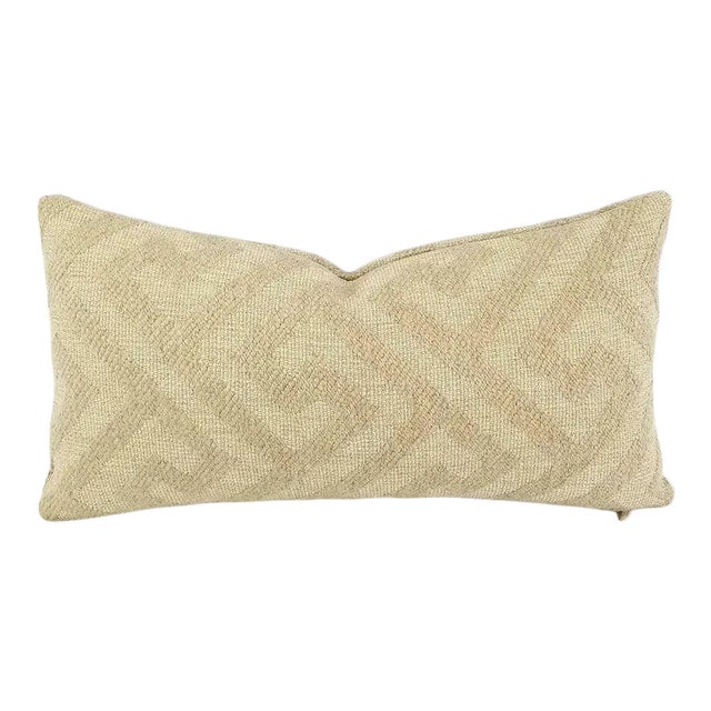 F. Schumacher l'Orient Fret in the Color Greige Lumbar Pillow Cover For Sale