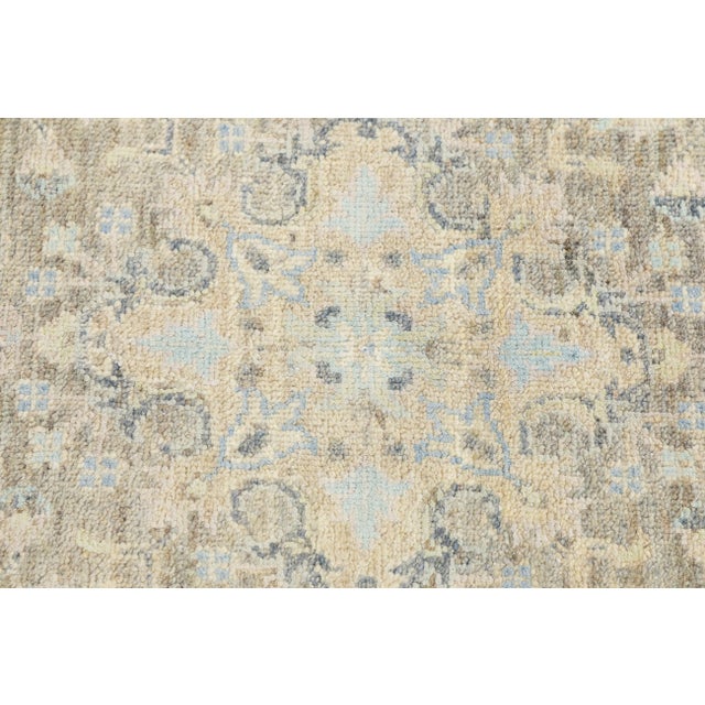 Modern Transitional Tabriz Style Hand-Knotted Wool & Silk Area Rug in Beige For Sale In New York - Image 6 of 11