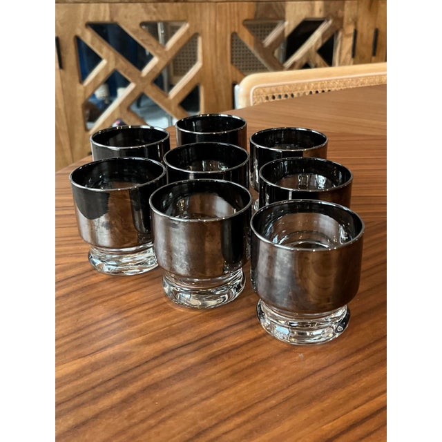 1960s 1960s MCM Dorothy Thorpe Style Chrome Fade Cocktail Glasses-Set of 8 For Sale - Image 5 of 8