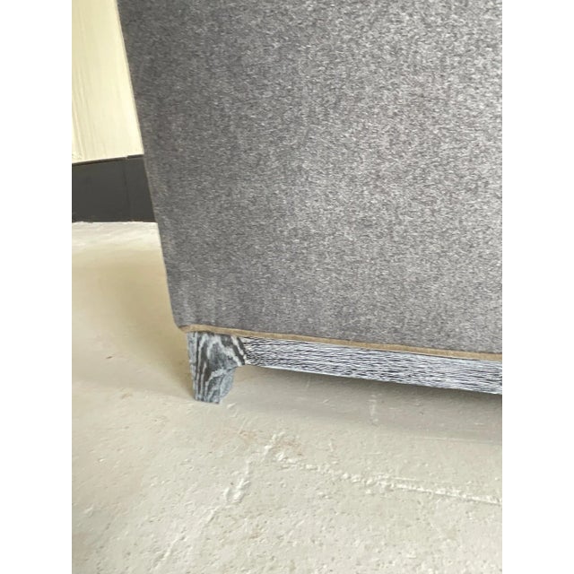 Wood Gray & Olive Green Alpaca Wool Slope Arm Sofa With Charcoal Cerused Oak Wood Base For Sale - Image 7 of 8