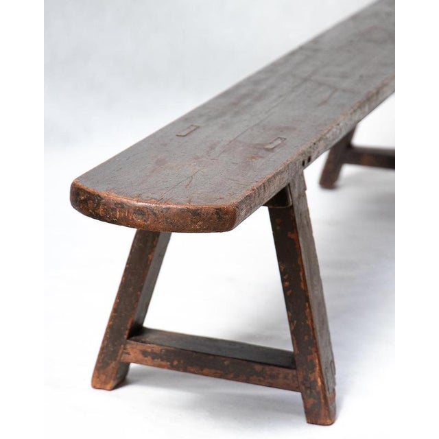 Antique French Provincial Wooden Bench For Sale - Image 3 of 7