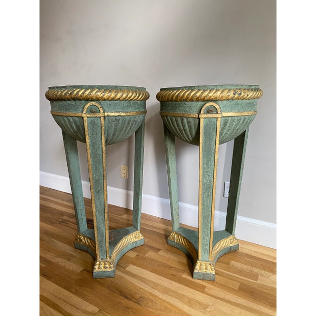 Pair of Antique Painted Iron Athenian Planters For Sale - Image 10 of 10