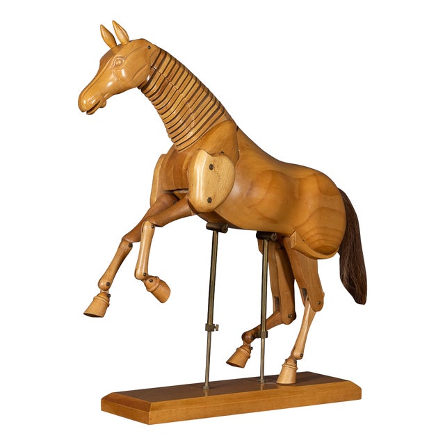 Vintage 20th Century English Articulated Wooden Horse, 1960s For Sale