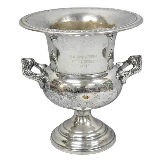 Vintage Sheridan Victorian Engraved Silver Plated Champagne Chiller Ice Bucket For Sale