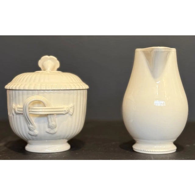 English Royal Creamware Creamer and Sugar Bowl For Sale - Image 3 of 7