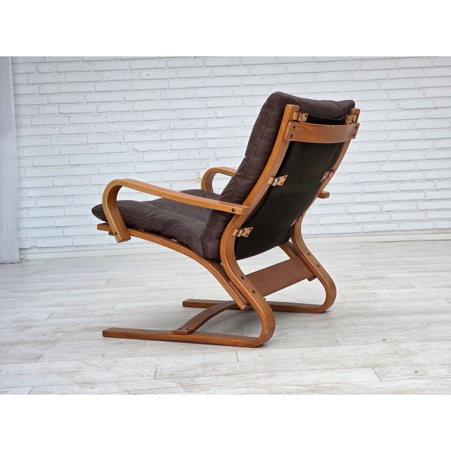 Danish Armchair in Leather, Canvas and Bentwood from Komfort, 1970s For Sale - Image 16 of 18